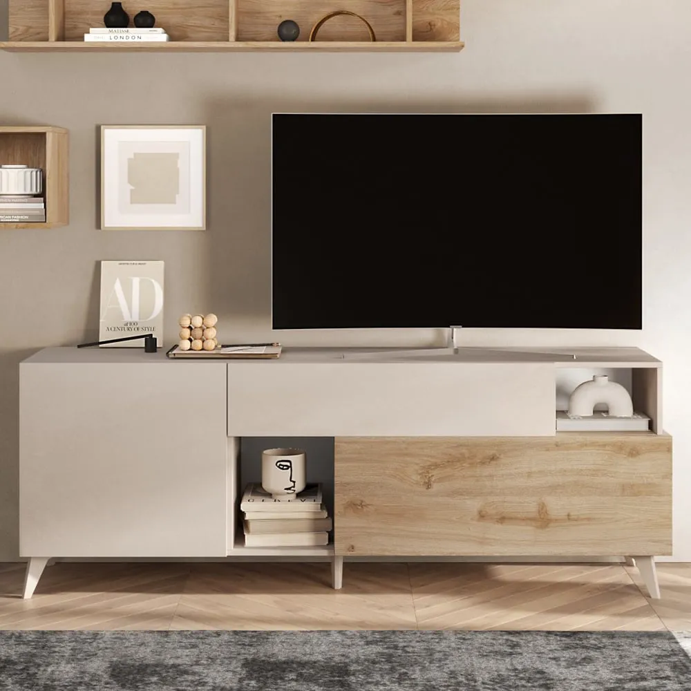 Milan Small TV Stand - Cashmere, Oak
