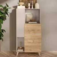 Milan Wooden Highboard - Cashmere, Cadiz Oak