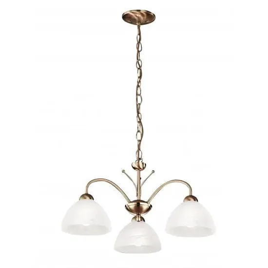 Milanese 3-Arm Ceiling Light - Antique Brass, Alabaster Glass image