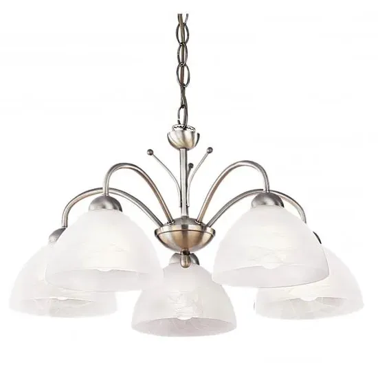 Milanese 5-Arm Ceiling Light - Antique Brass, Alabaster Glass
