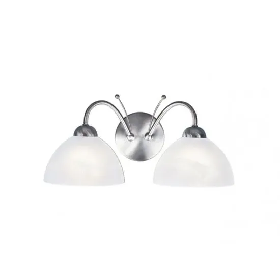Milanese Double Wall Light - Silver, Alabaster Glass