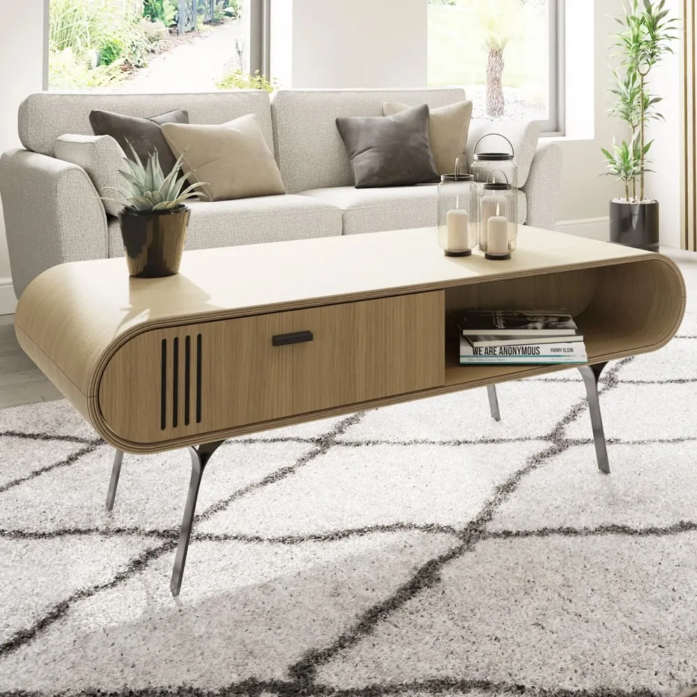 Milford Coffee Table with 2 Drawers - Oak