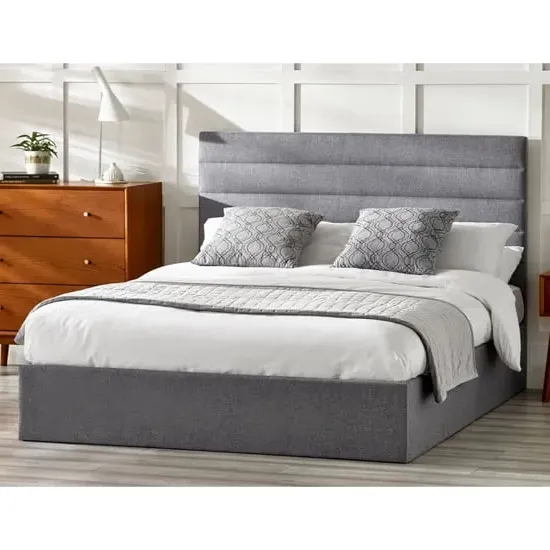 Milford Double Bed Frame with Storage - Grey, Linen
