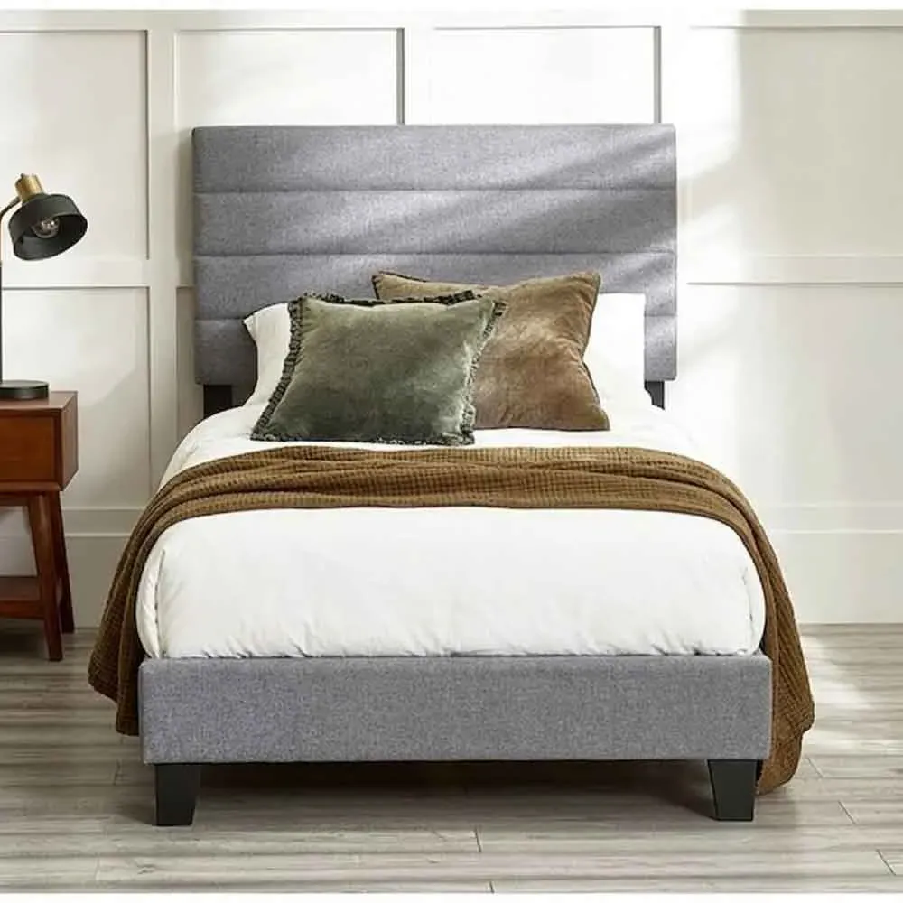 Milford Single Bed Frame - Grey, Linen product