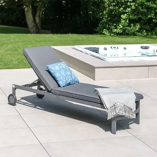 Mili Aluminium Sun Lounger with Cushion - Grey image