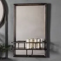 Millan Rectangular Bathroom Mirror with Shelf - Black