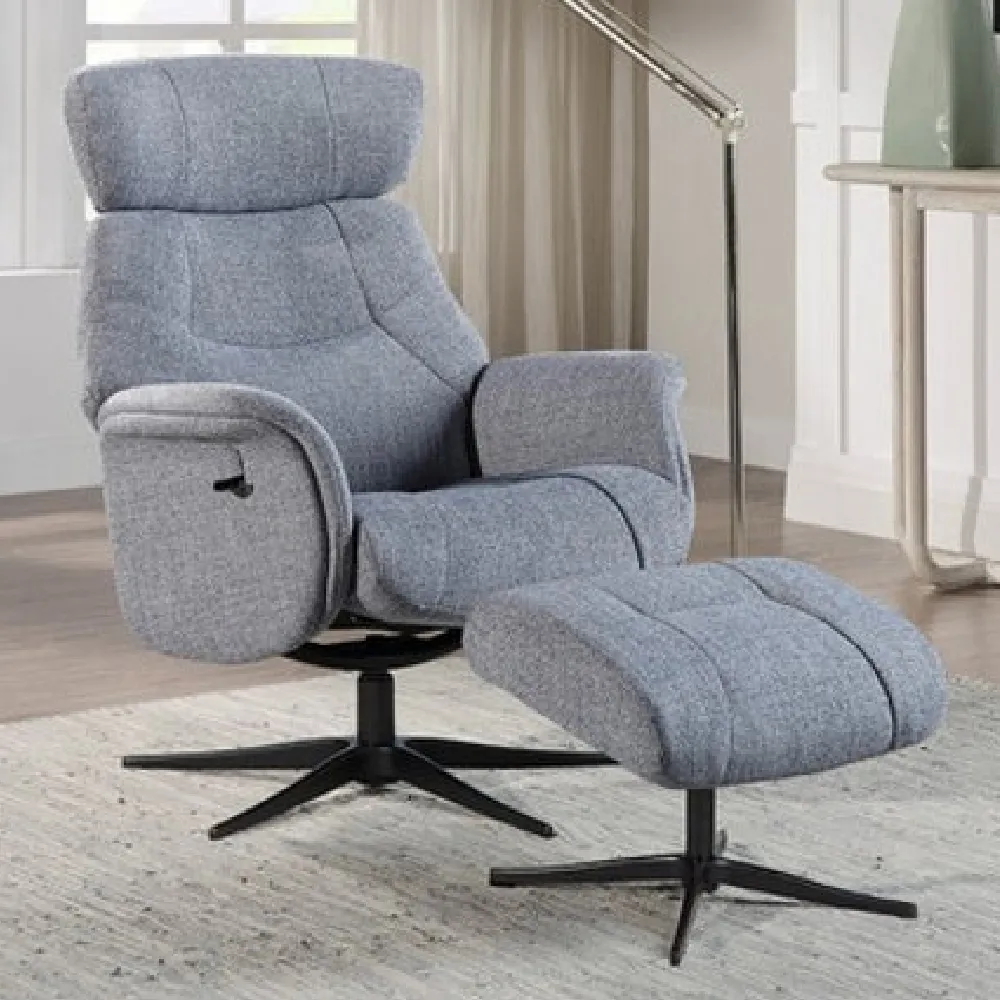 Milligan Recliner Chair with Stool - Powder Blue, Fabric product