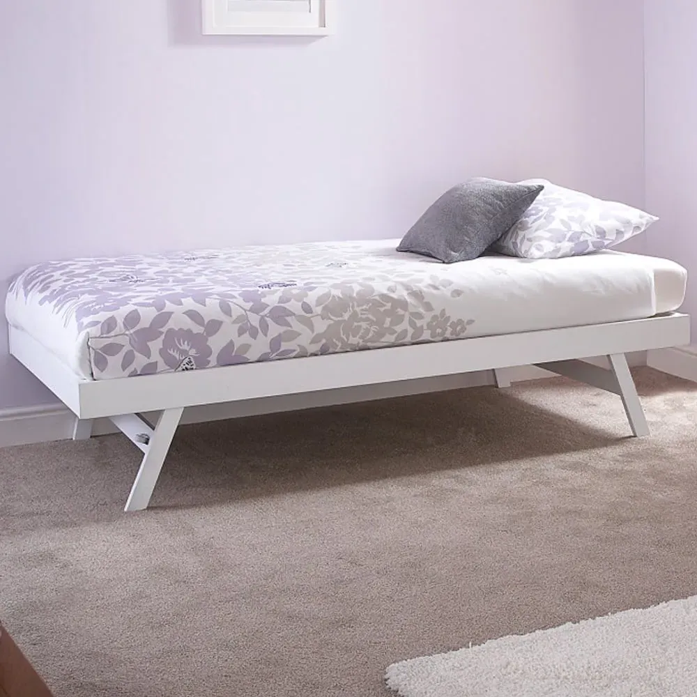 Millom Single Trundle Bed - White, Rubber Wood product