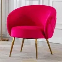 Millville Velvet Accent Chair with Gold Legs - Raspberry