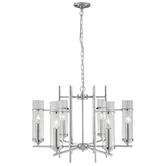 Milo 6 Light Ceiling Light with Glass Shades - Chrome