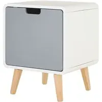 Milova Bedside Cabinet with 1 Door - White, Pine Wood