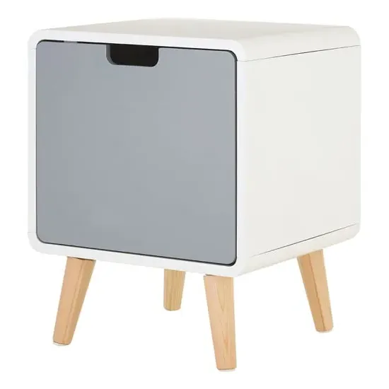 Milova Bedside Cabinet with 1 Door - White, Pine Wood image