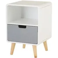 Milova Bedside Cabinet with 1 Drawer - White, Pine Wood