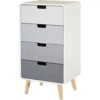 Milova Chest of 4 Drawers - White, Pine Wood