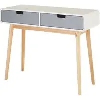 Milova Console Table with 2 Drawers - White, Pine Wood