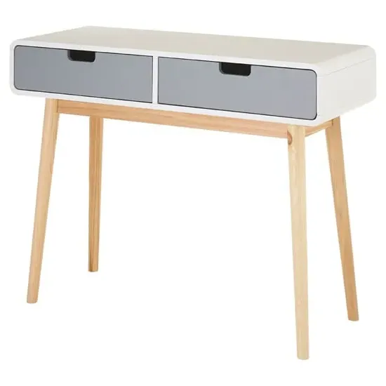 Milova Console Table with 2 Drawers - White, Pine Wood