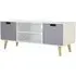 Milova TV Stand with 2 Doors - White, Pine Wood