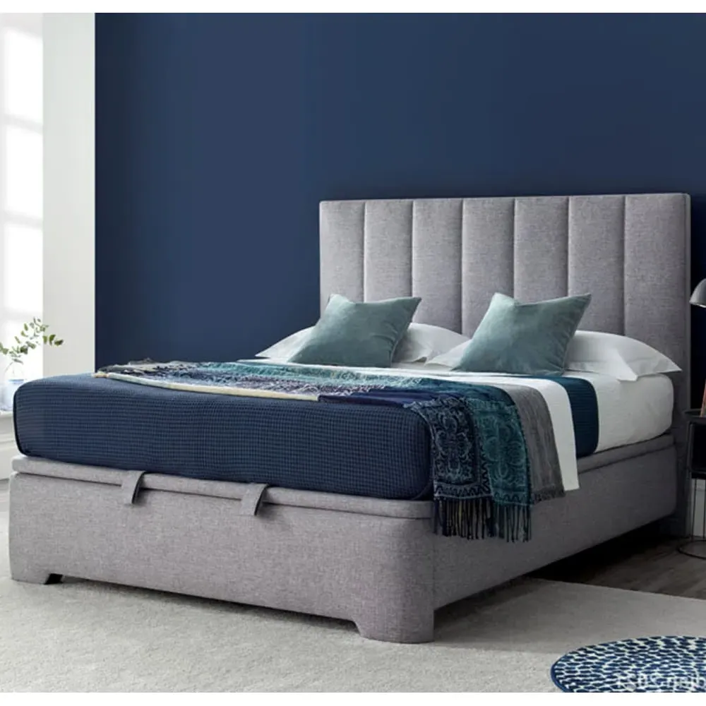 Milton King Size Ottoman Bed with Storage - Grey, Fabric image