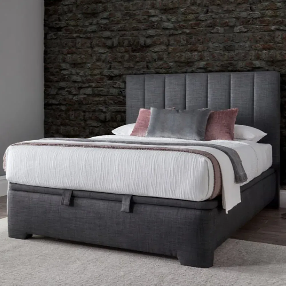 Milton Super King Ottoman Bed with Storage - Slate, Fabric