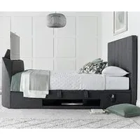 Milton Super King Ottoman TV Bed with Storage - Slate, Fabric