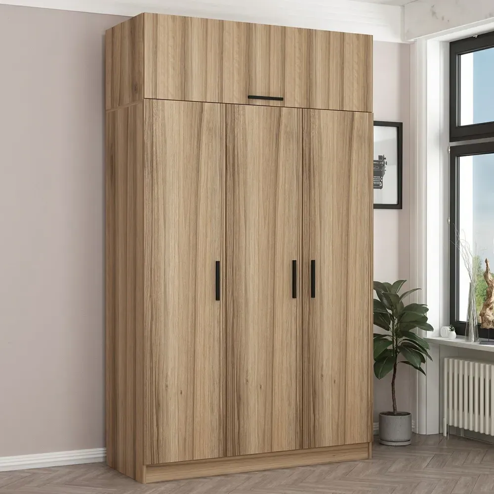 Minar 4-Door Wardrobe - Oak, Melamine Coated Particle Board product