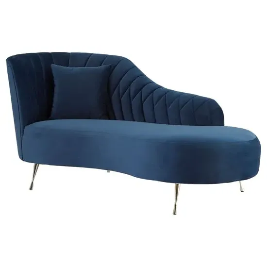 Minelauva Right Arm Chaise Lounge - Dark Blue, Velvet