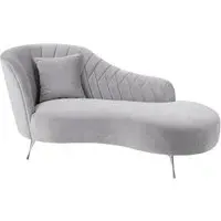 Minelauva Right Arm Chaise Lounge - Grey, Velvet