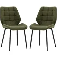 Minford Dining Chairs Set of 2 - Bottle Green, Fabric