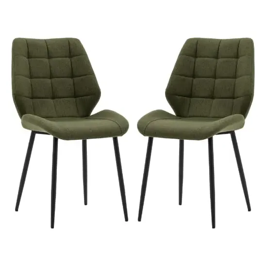 Minford Dining Chairs Set of 2 - Bottle Green, Fabric image