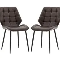 Minford Dining Chairs Set of 2 - Brown, Leather