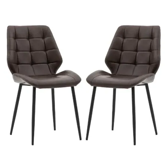 Minford Dining Chairs Set of 2 - Brown, Leather