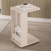 Mini Side Table with Magazine Rack - Sand, Melamine Particleboard alternate view