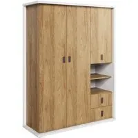 Minot 3-Door Wardrobe - Natural, Hickory Oak