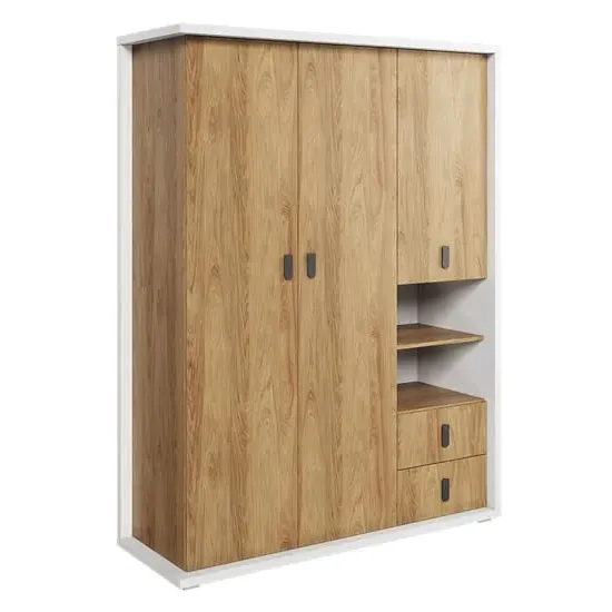 Minot 3-Door Wardrobe - Natural, Hickory Oak