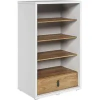 Minot 3 Shelf Bookcase with Drawer - Natural, Hickory Oak