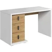 Minot Computer Desk with 3 Drawers - Natural, Hickory Oak