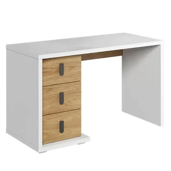 Minot Computer Desk with 3 Drawers - Natural, Hickory Oak