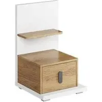 Minot Left Bedside Cabinet with Drawer - Natural, Hickory Oak