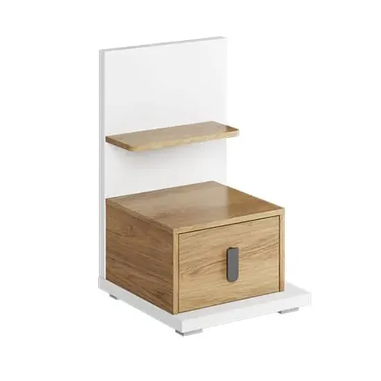 Minot Left Bedside Cabinet with Drawer - Natural, Hickory Oak