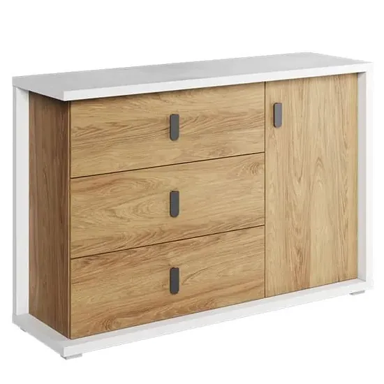 Minot Sideboard with 1 Door 3 Drawers - Natural, Hickory Oak