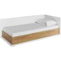 Minot Single Bed with Left Storage - Natural, Hickory Oak