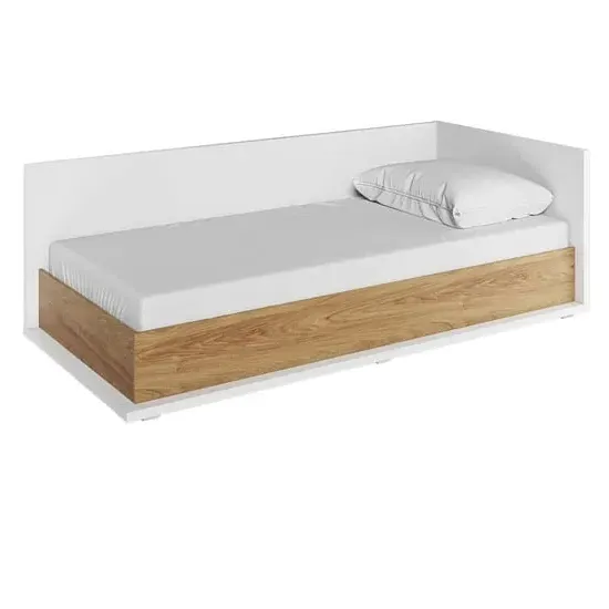 Minot Single Bed with Left Storage - Natural, Hickory Oak