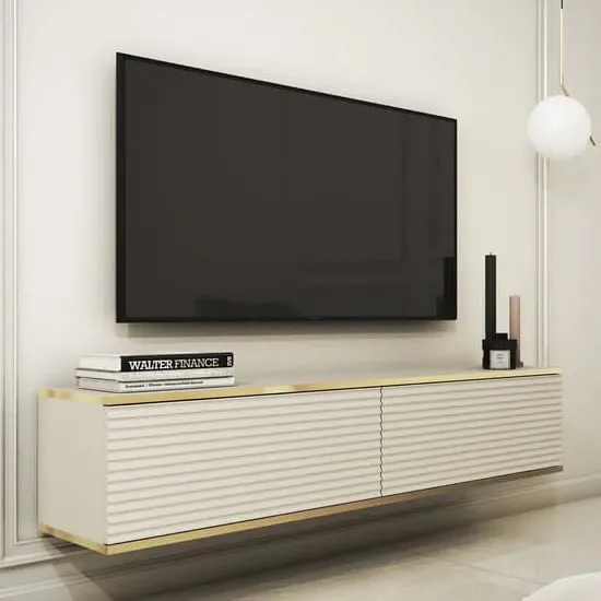 Minsk Floating TV Stand with 2 Doors - Beige image