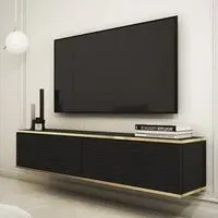Minsk Floating TV Stand with 2 Doors - Black