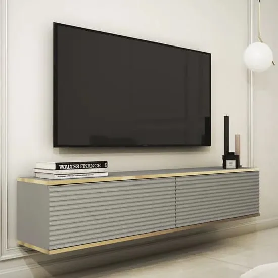 Minsk Floating TV Stand with 2 Doors - Grey