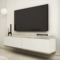 Minsk Floating TV Stand with 2 Doors - White