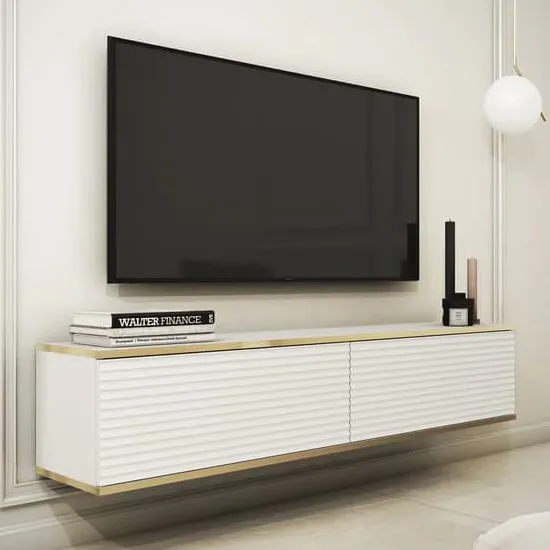 Minsk Floating TV Stand with 2 Doors - White