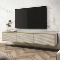 Minsk Floating TV Stand with 3 Doors - Beige