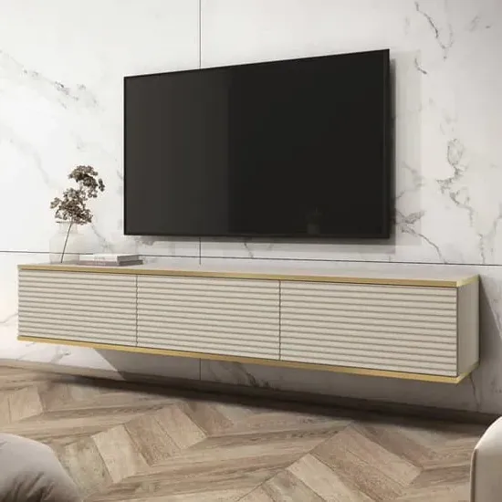 Minsk Floating TV Stand with 3 Doors - Beige