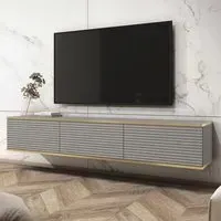 Minsk Floating TV Stand with 3 Doors - Grey